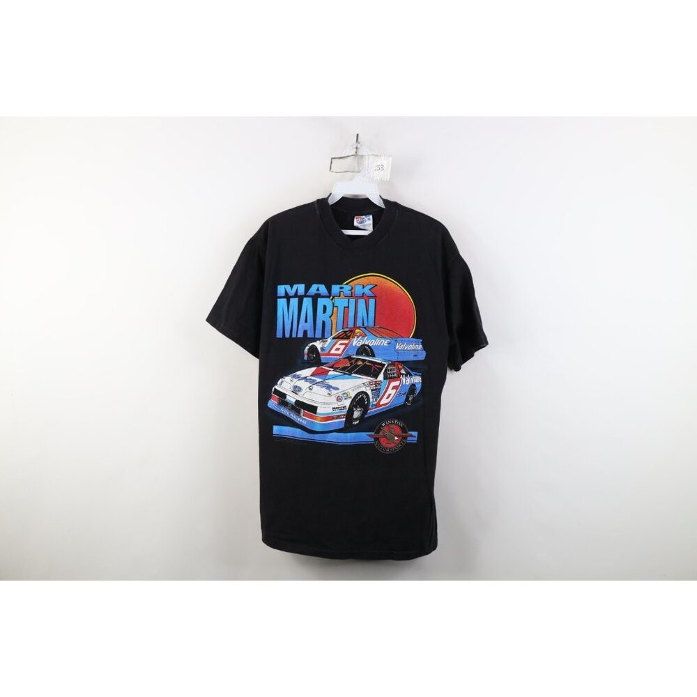 Vintage 90s NASCAR Mens Size Medium Faded Mark Martin Racing T-Shirt Black USA
